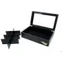 The Bamboo Leaf Tea Boxes Storage Organizer for Tea Collections, 8 Compartments w/Glass Window (Black)