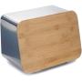 ALhom Bread Boxes with Bamboo Cutting Board Lid & Bread Rack, Stainless Steel, 14.5x9x9 inches