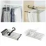 5pcs Random Color 5 in 1 Multi-Functional Pant Rack Shelves Space Safer Stainless Steel Magic Wardrobe Clothing Hangers for Clothes Rack 5pcs Random Color 5 in 1 Multi-Functional Pant Rack Shelves Space Safer Stainless Steel Magic Wardrobe Clothing Hangers for Clothes Rack