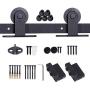 JUBEST Black Steel Sliding Barn Door Hardware Kit 6.6ft, for 36" Wide Door Panel Wood Single Door(T Style Hanger)