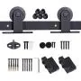 JUBEST Black Steel Sliding Barn Door Hardware Kit 6.6ft, for 36&quot Wide Door Panel Wood Single Door(T Style Hanger)