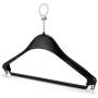 HANGERWORLD 20 Black 17.3inch Plastic Hotel Clothes Coat Garment Hangers with Pants Skirt Bar and Metal Security Ring.