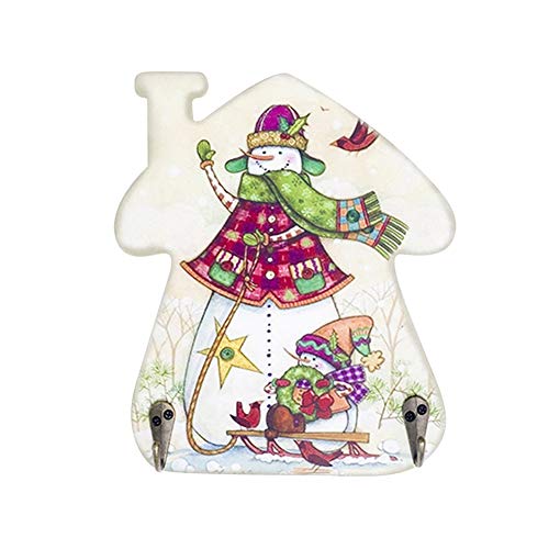 discountstore145 Christmas Hanger,Merry Christmas Cute Cartoon Snowman Hooks Wooden Christmas Wall Decor Bathroom Clothes Hanger Home Decor for Holiday Wedding Party Decoration White