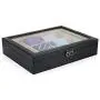TIMELYBUYS Tie Display Case for 12 Ties, Belts, and Mens Accessories Black Carbon Fiber Storage Box