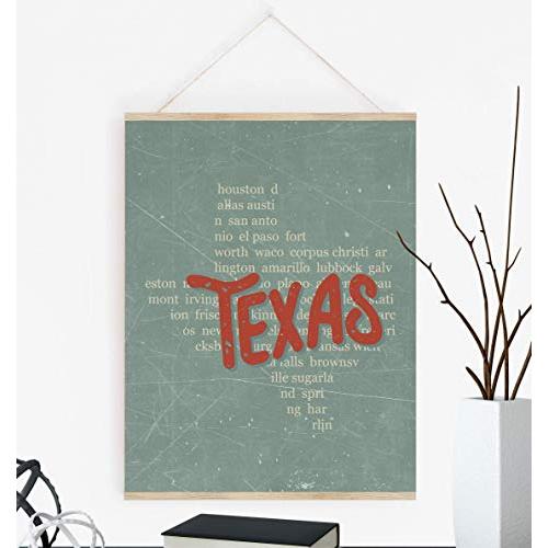Rustic Personalized State Art with Poster Hanger Available, Texas Decor