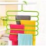 5PC Random Color 5 Layers Non-Slip Multi Functional Clothes Hangers Pants Storage Hangers Cloth Rack Scarf Tie Rack Space Saving Organizer