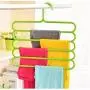 5PC Random Color 5 Layers Non-Slip Multi Functional Clothes Hangers Pants Storage Hangers Cloth Rack Scarf Tie Rack Space Saving Organizer