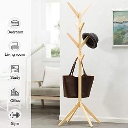 DRWXLPD Solid Wood Hanger Floor Standing Coat Racks 8 Hooks Home Furniture Storage Clothes Hanging Wooden Hanger Bedroom Drying Rack, Russian Federation