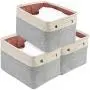 DECOMOMO Extra Large Foldable Storage Bin [3-Pack] Collapsible Sturdy Cationic Fabric Storage Basket Cube W/Handles for Organizing Shelf Nursery Home Closet & Office - Grey & Beige 15.8 x 12.5 x 10