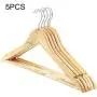 5pcs Random Color 44cm Wooden Clothes Hangers with Non-Slip Trouser Bar Suit Jeans Pants Coat Shirts Hangers Clothes Storage