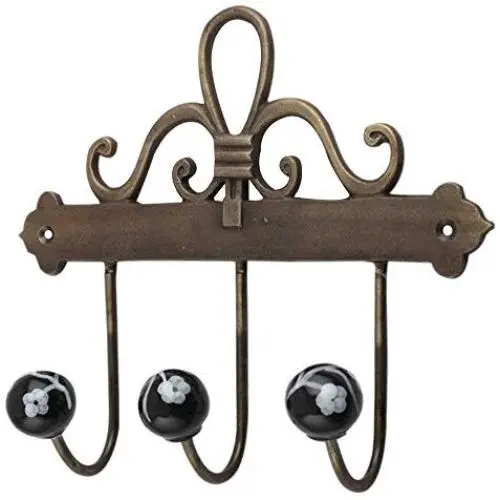 Indianshelf Handmade 1 Artistic Vintage Black Ceramic Floral Key Hooks Hangers/Key Holder for Wall Indianshelf Handmade 1 Artistic Vintage Black Ceramic Floral Key Hooks Hangers/Key Holder for Wall