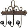 Indianshelf Handmade 1 Artistic Vintage Black Ceramic Floral Key Hooks Hangers/Key Holder for Wall