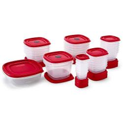 Rubbermaid Easy Find Vented Lids Food Storage Containers, Set of 30 (60 Pieces Total), Racer Red