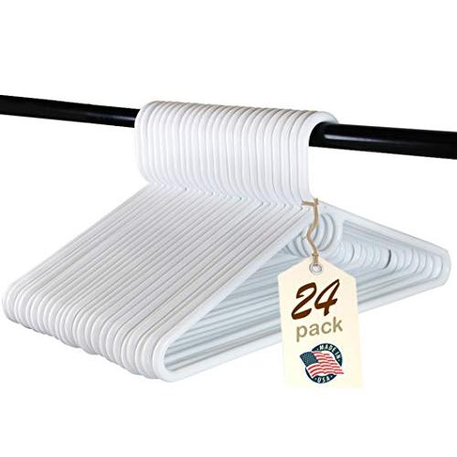 Heavy Duty White Plastic Tubular Hangers, Adult Size, Set of 24 Made in The USA (Heavy Duty)