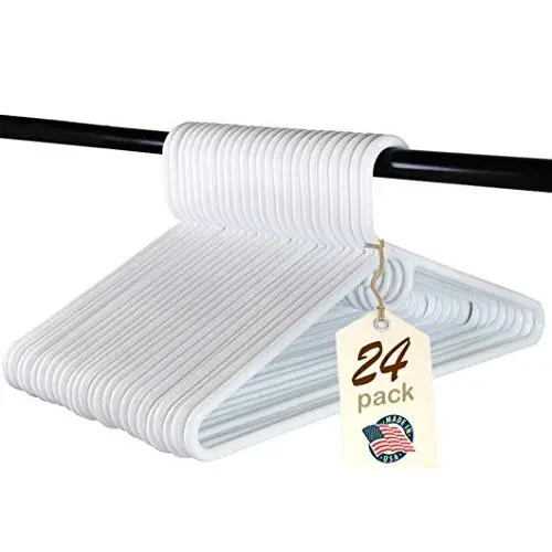 Heavy Duty White Plastic Tubular Hangers, Adult Size, Set of 24 Made in The USA (Heavy Duty) Heavy Duty White Plastic Tubular Hangers, Adult Size, Set of 24 Made in The USA (Heavy Duty)