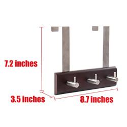 JackCubeDesign Wood Over The Door Rack Hanger Coat Organizer Key Holder Clothes Hat Hanger with 3 Strong Steel Hooks (Wood, 8.66 x 2.4 inches) ? :MK423A