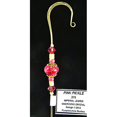 Handmade Jeweled Christmas Ornament Hanger Hook- PINK PICKLE Handmade Jeweled Christmas Ornament Hanger Hook- PINK PICKLE