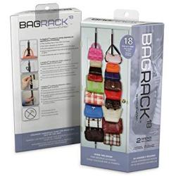 Perfect Curve BragRack18 Over-The-Door Purse Organizer, Two Straps, Holds Up To 18 Bags, Black