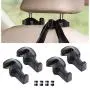 Fashion road 4Pcs Car Headrest Hook with 4Pcs Tyre Valve Dust Caps, Vehicle Universal Car Purse Hook/Car Headrest Hangers Holding for Bag, Purse, Cloth, Grocery, Black