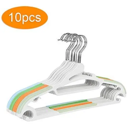 Yuema 10 Pack Light-Weight Clothes Hangers Non-Slip Durable Clothes Hanger Plastic Hangers Perfect for Pants, Dress, Jacket, Underwear and Shirt