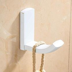 BigBig Home Bathroom Towel Hook, Elegant Full White Finish Shower Kitchen Heavy Duty Towel Rail Hooks Clothes Hanger Made of Brass Wall Mount