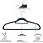 PNPGlobal 100 Velvet Suit Hanger w/Tie Bar Non Slip 4mm Ultra-Thin Home Clothes Closet Black