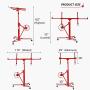 SUNCOO 11 Drywall Lift Rolling Lifter Panel Hoist Jack Lockable Caster Wheels Construction Tool, 150Lbs, Red