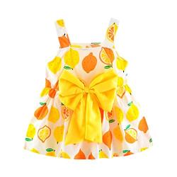 Todaies, Baby Girl Clothes Lemon Printed Infant Outfit Sleeveless Princess Gallus Dress 2018