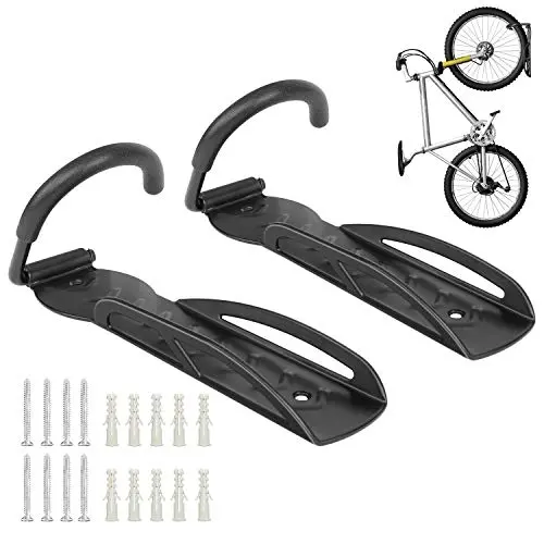 GOFORWILD Bike Rack Garage Wall Mount, Bicycle Depot Wall Hanger, Vertical Bike Hook for Indoor Bike Storage,Heavy Duty Holds Up to 60 lb,2 Packs with Screws Black