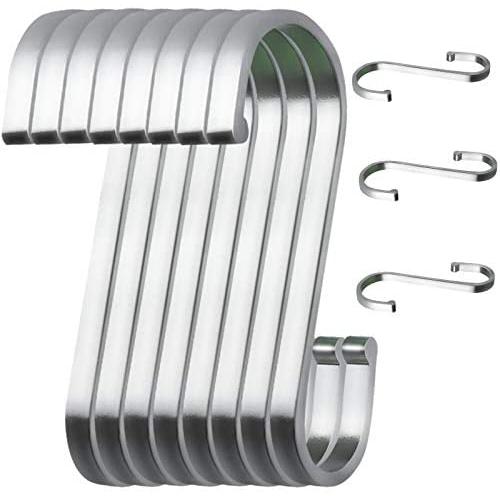 18 Pack S Hooks Aluminum S Shaped Hooks (Silver) Matte S Hooks Heavy Duty for Hanging Pots and Pans, Plants, Coffee Cups, Clothes,Coats, Bags, Towels in Kitchen,Bedroom, Bathroom