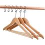 5PC Anti-Theft Wood Hotel Suit Hanger, Wood Clothes Hanger with Security Ring Hook Decoration