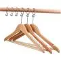 5PC Anti-Theft Wood Hotel Suit Hanger, Wood Clothes Hanger with Security Ring Hook Decoration