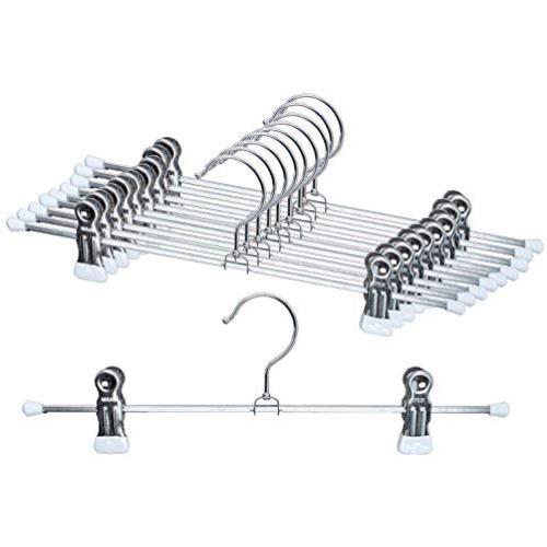 Mawa by Reston Lloyd Non-Slip Space-Saving Clothes Hanger For Pants & Skirts with Two Clips, Style K/40D, Set of 10, 15 3/4"L, White Mawa by Reston Lloyd Non-Slip Space-Saving Clothes Hanger For Pants & Skirts with Two Clips, Style K/40D, Set of 10, 15 3/4"L, White