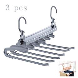 HJYPYJ Magic Hanger,Household 6 in 1 PP Folding Hanger,Multi-Layer Storage Trouser Hangers,Space-Saving Organizer Hangers, Sturdy/Gray / 3 pcs