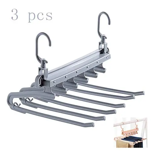 HJYPYJ Magic Hanger,Household 6 in 1 PP Folding Hanger,Multi-Layer Storage Trouser Hangers,Space-Saving Organizer Hangers, Sturdy/Gray / 3 pcs HJYPYJ Magic Hanger,Household 6 in 1 PP Folding Hanger,Multi-Layer Storage Trouser Hangers,Space-Saving Organizer Hangers, Sturdy/Gray / 3 pcs