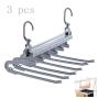 HJYPYJ Magic Hanger,Household 6 in 1 PP Folding Hanger,Multi-Layer Storage Trouser Hangers,Space-Saving Organizer Hangers, Sturdy/Gray / 3 pcs