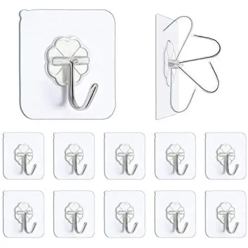 N/Q Premium Adhesive Hooks Kitchen Wall Hooks,Heavy Duty 13lb(Max) Wall Hooks, Transparent Reusable Seamless Hooks with Stainless Hooks Reusable Utility Towel Bath Ceiling Office Window Hooks,10 Pack N/Q Premium Adhesive Hooks Kitchen Wall Hooks,Heavy Duty 13lb(Max) Wall Hooks, Transparent Reusable Seamless Hooks with Stainless Hooks Reusable Utility Towel Bath Ceiling Office Window Hooks,10 Pack