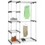 BS Clothing Garment Rack Heavy Duty Organizer Storage Rack Portable Clothes Hanger Double Rob Closet Cover Wardrobe Bedroom Living Room Hanging Rods Support 5 Shelves & eBook by BADA Shop