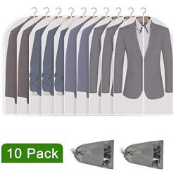 Perber Hanging Garment Bag Lightweight Clear Full Zipper Suit Bags (Set of 10) PEVA Moth-Proof Breathable Dust Cover for Closet Clothes Storage -24 x 40/10 Pack