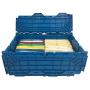 uBoxes, Storage and Packing Plastic Tote Crate Attached Lid Flip Top, 27-Inch x 17-Inch x 12-Inch, (Blue, 5-Pack)