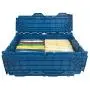 uBoxes, Storage and Packing Plastic Tote Crate Attached Lid Flip Top, 27-Inch x 17-Inch x 12-Inch, (Blue, 5-Pack)