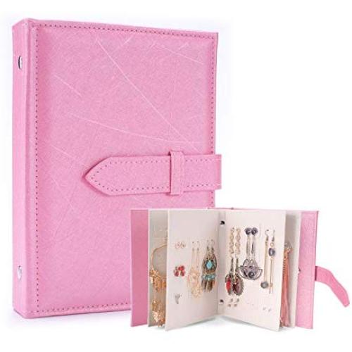 Heroine & you Creative Stud Earrings Storage Jewelry Storage Boxes Portable Leather Earrings (Pink)