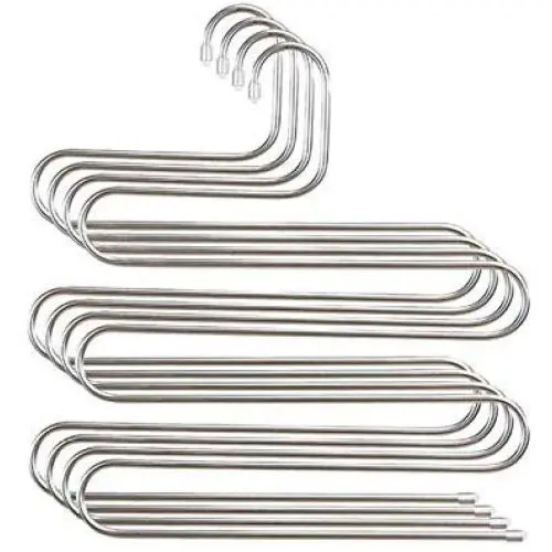 4 Pack Multi Pants Hangers Rack for Closet Organization,Stainless Steel S-Shape 5 Layer Clothes Hangers Decoration for Space Saving Stora 4 Pack Multi Pants Hangers Rack for Closet Organization,Stainless Steel S-Shape 5 Layer Clothes Hangers Decoration for Space Saving Stora