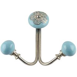 Indianshelf Handmade 1 Artistic Vintage Turquoise Iron Strewn Flat Rail Hooks Holders/Clothes Hooks Over Door