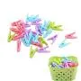 FABSELLER Clothes Drying Clips Windproof Hanger with Basket Laundry Home Pegs Underwear Socks Plastic Clothespin Set of 30, Green