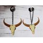 bull skull plug and tunnel cow skull dangle plugs 1/2 00g 3/8 9/16 ear gauges ear weights ear hangers ear piercing buffalo earrings for men