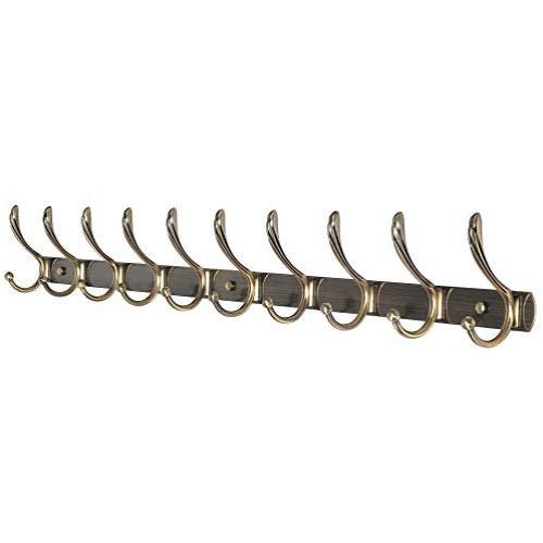 Dseap Wall Mounted Coat Rack: 16" Hole Spacing, 37-1/4&quotLong, 10-Hooks, Coat Hooks for Hanging Coats Clothes Towel, Wall Hat Rack, Hook Rail, Bronze