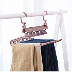Multi-Port Support Clothes Pants Hangers Multi-Function Plastic Clothes Hangers Storage Rack Closet Space Saving Foldable 2pcs Random Color