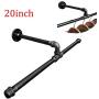 TLBTEK 20 inch Industrial Pipe Wall Mounted Clothes Rack,Heavy Duty Clothes Hanging T-Bar,Detachable Black Iron Garment Hanging Rack,Metal Clothing Towel Racks for Retail Display,Closet Organization
