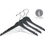 The Great American Hanger Company Black Wood Top Hanger, Boxes of 50 Space Saving 17 Inch Flat Wooden Hangers w/Chrome Swivel Hook & Notches for Shirt Jacket or Dress